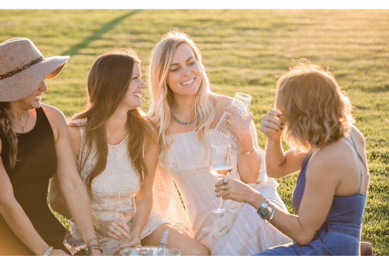 Women gathering on the green.